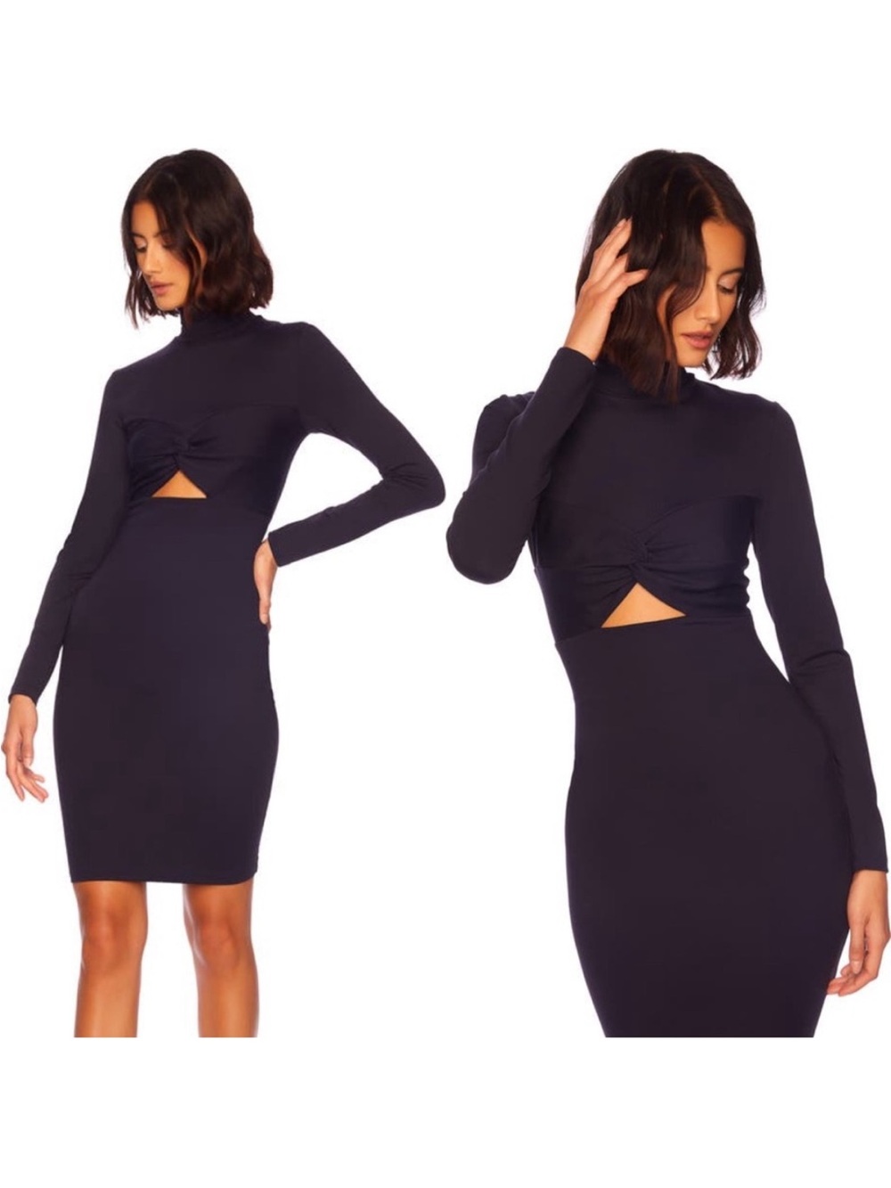 Susanna Monaco black Long Sleeve Cutout Bodycon Dress